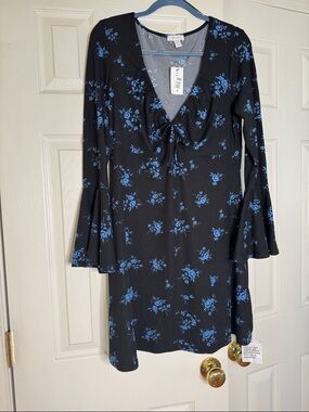 Topshop mini jersey tea dress in blue floral-Multi